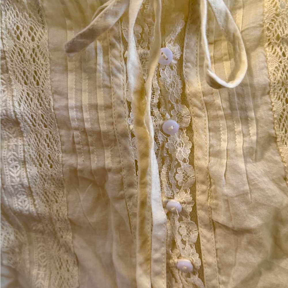 Free People Yellow Lace Detail Blouse - Picture 5 of 7